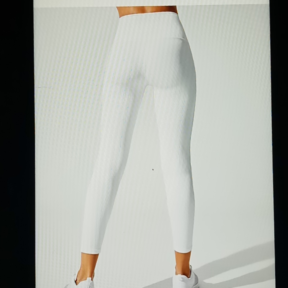 Carbon38 Ribbed Regular Rise 7/8 Legging-White - Picture 11 of 12